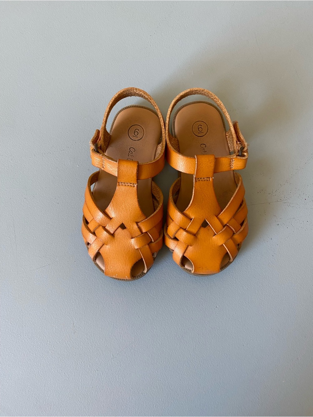 Cat & Jack Toddler Size 6 Tan Woven Leather Fisherman Sandals